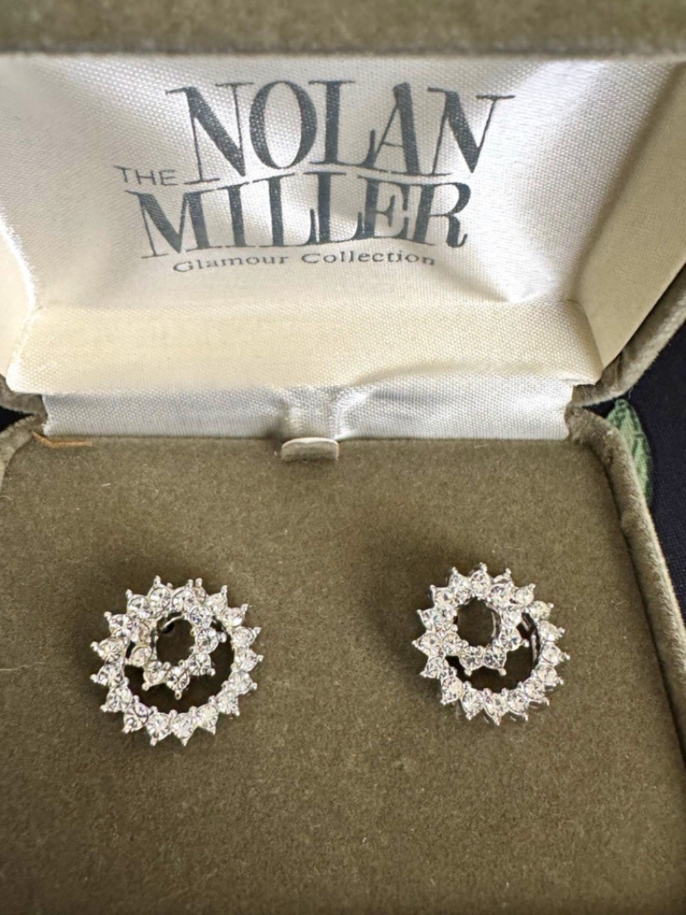 Nolan Miller Glamour Collection Silver Tone Clear Crystal Cluster Stud Earrings